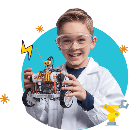 Kid holding a robot